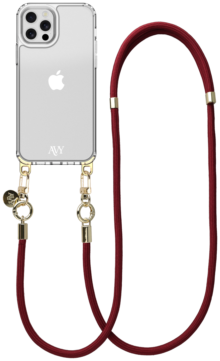 AVY Apple iPhone 12 Pro Max Hoesje Met Koord 130CM Tressé Red afbeelding 1