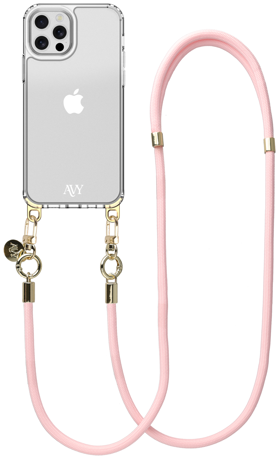 AVY Apple iPhone 12 Pro Max Hoesje Met Koord 130CM Tressé Pink afbeelding 1