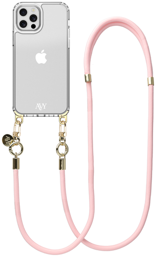 AVY Apple iPhone 12 Pro Max Hoesje Met Koord 130CM Tressé Pink afbeelding 1
