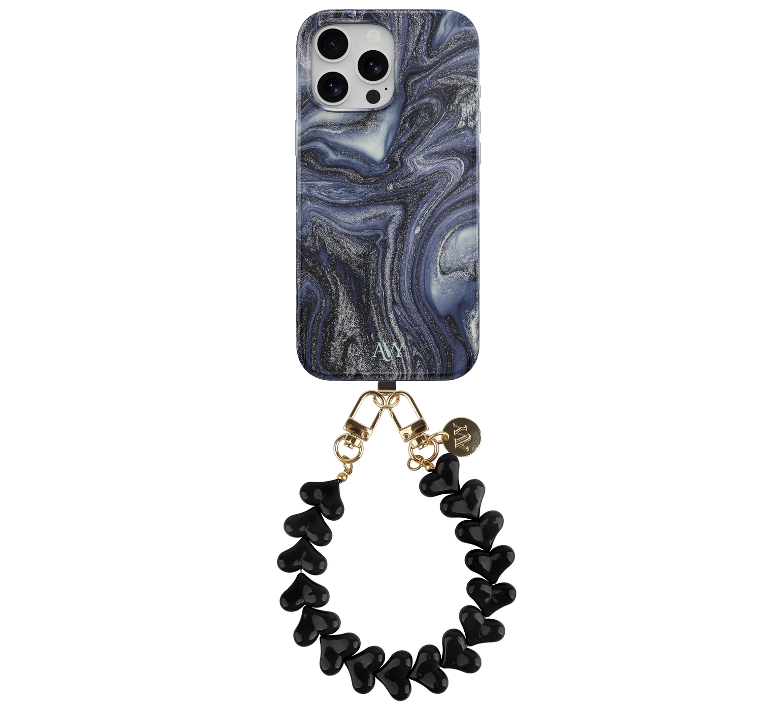 AVY Apple iPhone 12 Pro Max MagSafe Hoesje met Koord 30CM Marmer Hearts afbeelding 1