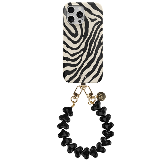 AVY Apple iPhone 12 Pro Max MagSafe Hoesje met Koord 30CM Zebra Hearts afbeelding 1