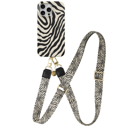 AVY Apple iPhone 12 Pro Max MagSafe Hoesje met Koord 130CM Serengeti Zebra