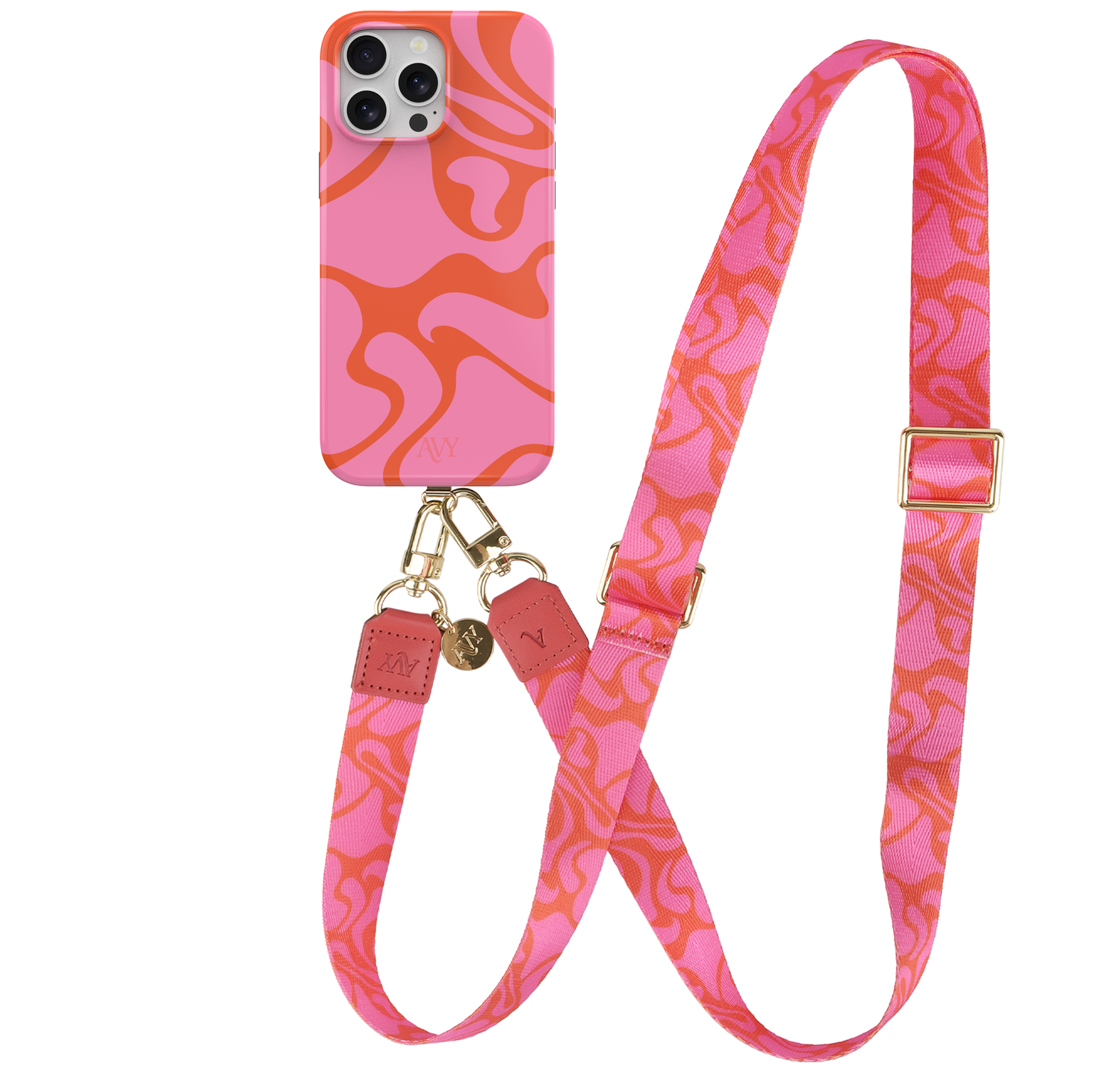 AVY Apple iPhone 12 Pro Max MagSafe Hoesje met Koord 130CM Rosé Twist afbeelding 1