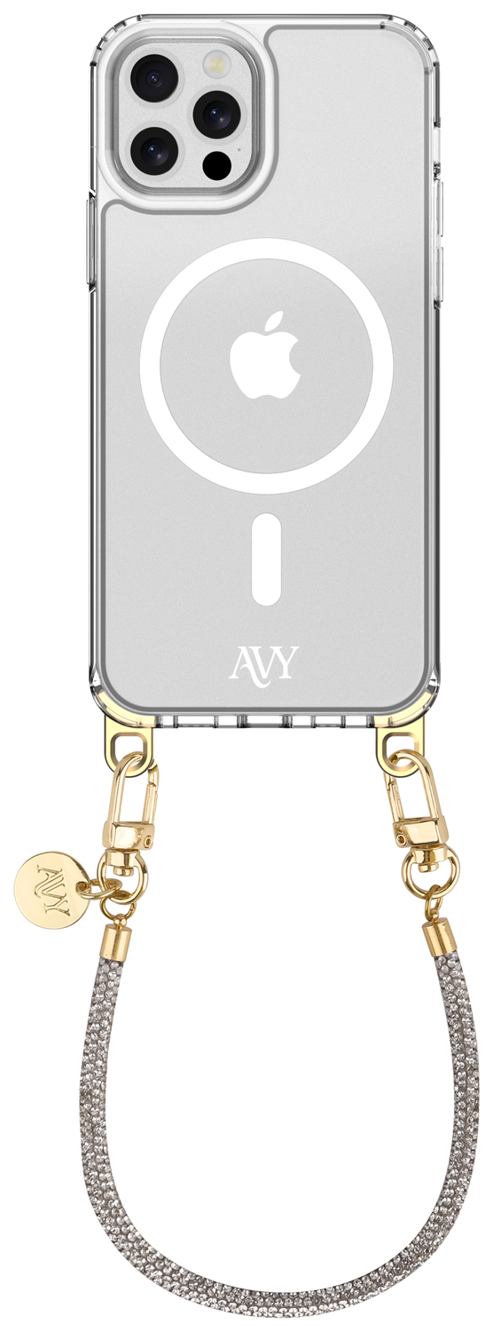 AVY Apple iPhone 12 / 12 Pro MagSafe Hoesje met Koord 30CM Silver Spark afbeelding 1