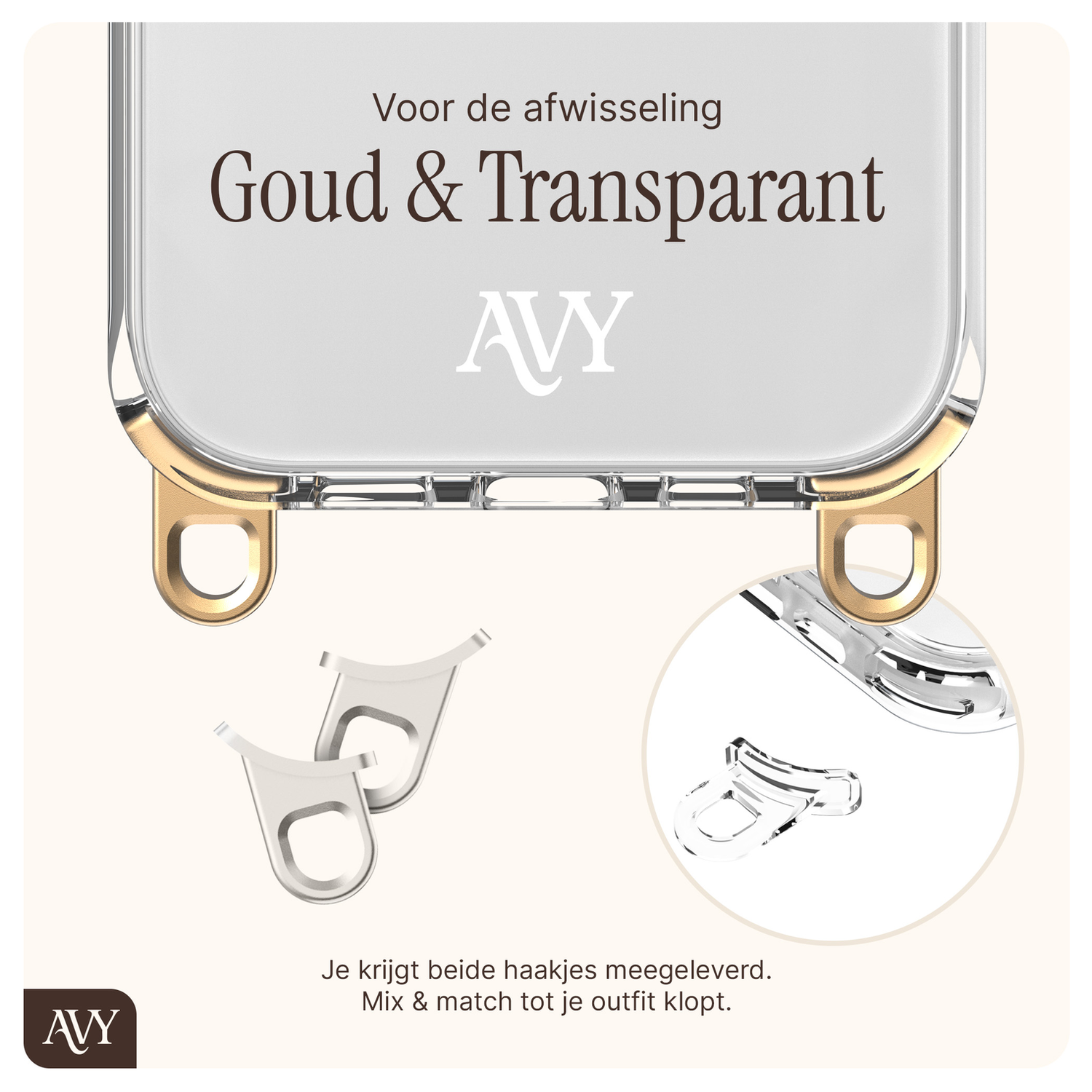 AVY Apple iPhone 12 / 12 Pro MagSafe Hoesje met Koord 30CM Silver Spark afbeelding 9