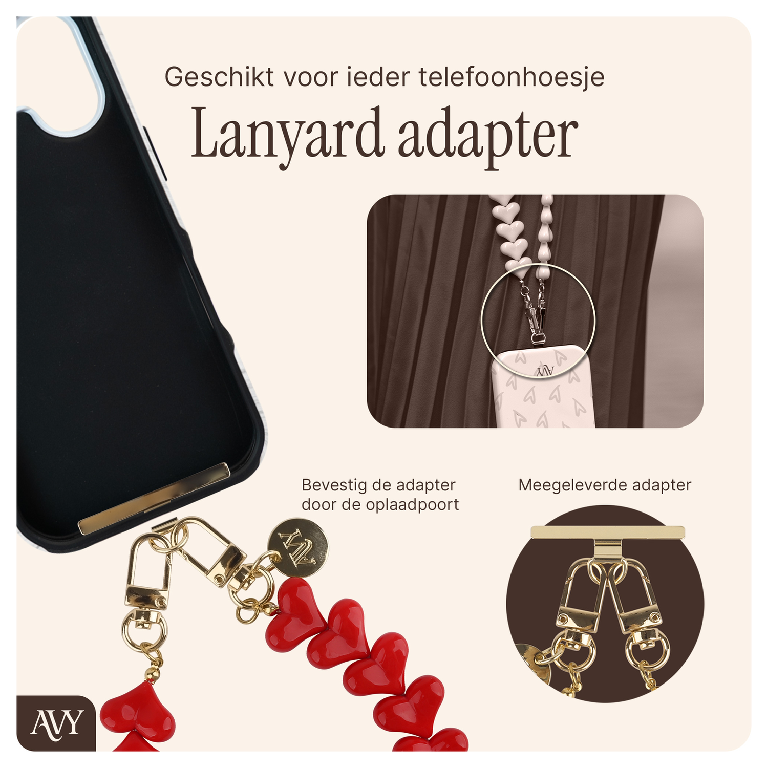 AVY Apple iPhone 12 / 12 Pro MagSafe Hoesje met Koord 30CM Cupid Red afbeelding 9