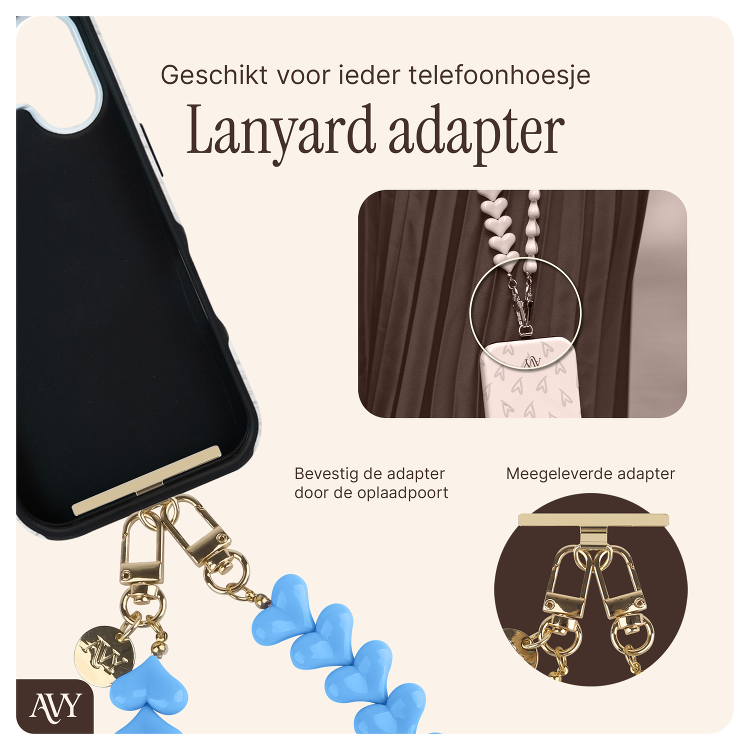 AVY Apple iPhone 12 / 12 Pro MagSafe Hoesje met Koord 30CM Cupid Blue afbeelding 7