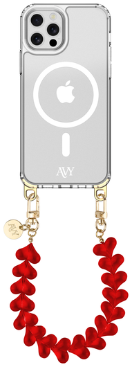AVY Apple iPhone 12 / 12 Pro Hoesje met Koord & MagSafe 30CM Cupid Clear Red afbeelding 1