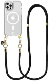 AVY Apple iPhone 12 / 12 Pro Hoesje met Koord & MagSafe 130CM Tressé Black