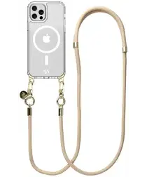 AVY Apple iPhone 12 / 12 Pro Hoesje met Koord & MagSafe 130CM Tressé Beige afbeelding