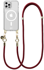 AVY Apple iPhone 12 / 12 Pro Hoesje met Koord & MagSafe 130CM Tressé Red afbeelding