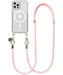 AVY Apple iPhone 12 / 12 Pro Hoesje met Koord & MagSafe 130CM Tressé Pink afbeelding