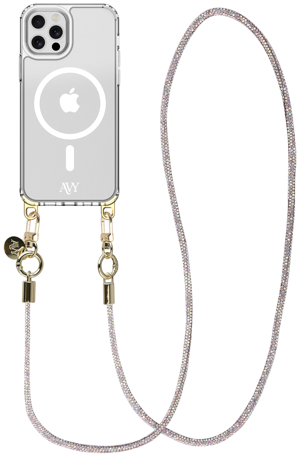 AVY Apple iPhone 12 / 12 Pro Hoesje met Koord & MagSafe 120CM Silver Spark Long afbeelding 1