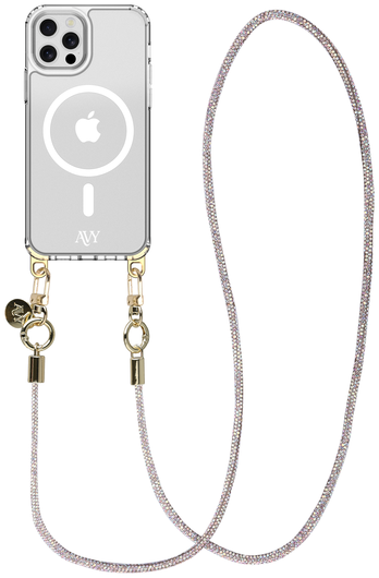 AVY Apple iPhone 12 / 12 Pro Hoesje met Koord & MagSafe 120CM Silver Spark Long afbeelding 1