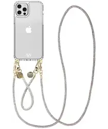 AVY Apple iPhone 12 / 12 Pro Hoesje met Koord & MagSafe Set Silver Spark afbeelding