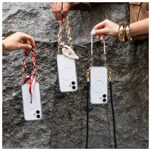 AVY Apple iPhone 12 / 12 Pro Hoesje met Koord & MagSafe Set Pearl & Rope Black afbeelding 4