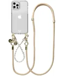 AVY Apple iPhone 12 / 12 Pro Hoesje met Koord & MagSafe Set Pearl & Rope Beige afbeelding