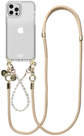 AVY Apple iPhone 12 / 12 Pro Hoesje met Koord & MagSafe Set Pearl & Rope Beige