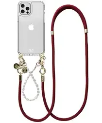 AVY Apple iPhone 12 / 12 Pro Hoesje Koord & MagSafe Set Pearl & Rope Burgundy afbeelding