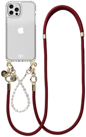 AVY Apple iPhone 12 / 12 Pro Hoesje Koord & MagSafe Set Pearl & Rope Burgundy afbeelding