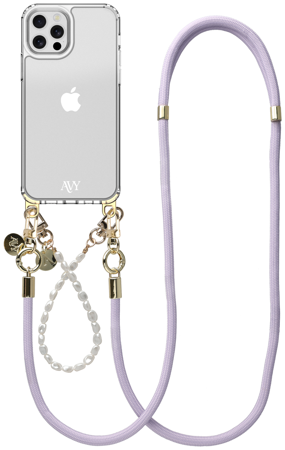 AVY Apple iPhone 12 / 12 Pro Hoesje met Koord & MagSafe Set Pearl & Rope Purple afbeelding 1