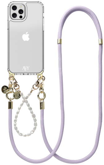 AVY Apple iPhone 12 / 12 Pro Hoesje met Koord & MagSafe Set Pearl & Rope Purple afbeelding 1