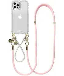 AVY Apple iPhone 12 / 12 Pro Hoesje met Koord & MagSafe Set Pearl & Rope Pink afbeelding