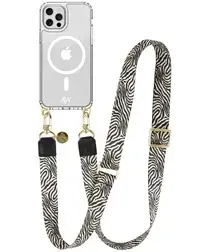 AVY Apple iPhone 12 / 12 Pro Hoesje met Koord & MagSafe 130CM Serengeti Zebra afbeelding
