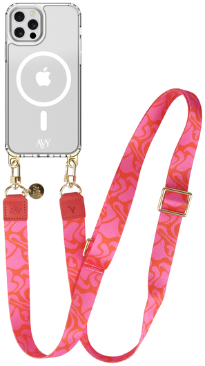 AVY Apple iPhone 12 / 12 Pro Hoesje met Koord & MagSafe 130CM Rosé Twist afbeelding 1