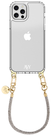 AVY Apple iPhone 12 / 12 Pro Hoesje Met Koord 30CM Silver Spark