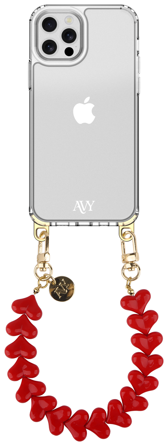 AVY Apple iPhone 12 / 12 Pro Hoesje Met Koord 30CM Cupid Red afbeelding 1