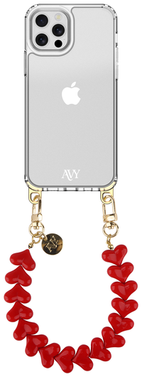 AVY Apple iPhone 12 / 12 Pro Hoesje Met Koord 30CM Cupid Red afbeelding 1