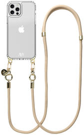 AVY Apple iPhone 12 / 12 Pro Hoesje Met Koord 130CM Tressé Beige