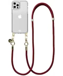 AVY Apple iPhone 12 / 12 Pro Hoesje Met Koord 130CM Tressé Red afbeelding