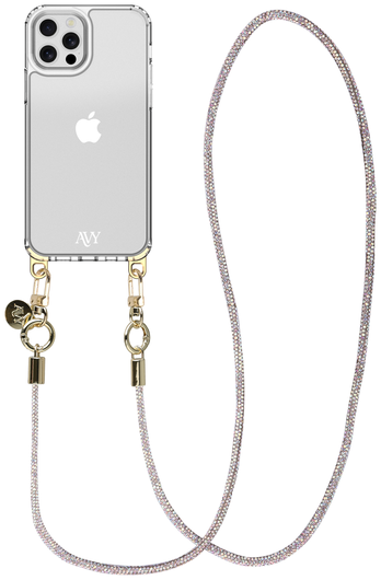 AVY Apple iPhone 12 / 12 Pro Hoesje Met Koord 120CM Silver Spark Long afbeelding 1