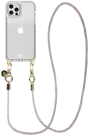AVY Apple iPhone 12 / 12 Pro Hoesje Met Koord 120CM Silver Spark Long