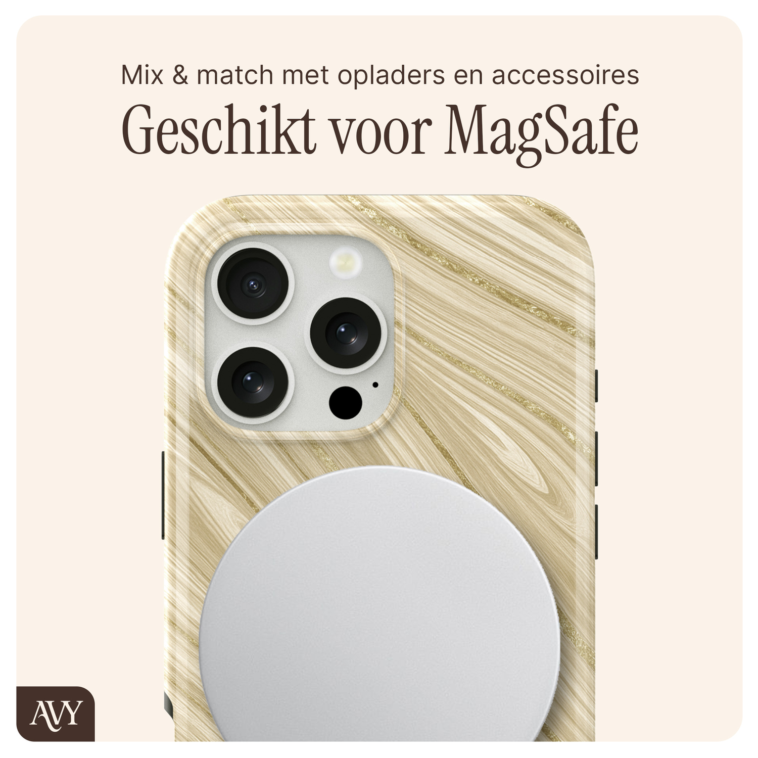 AVY Apple iPhone 12 / 12 Pro MagSafe Hoesje met Koord 32CM Aurum Gold afbeelding 6
