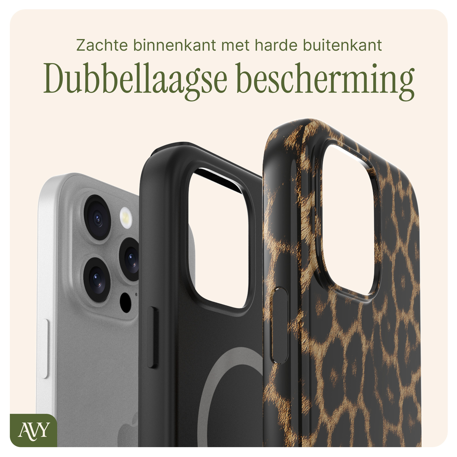 AVY Apple iPhone 12 / 12 Pro MagSafe Hoesje met Koord 30CM Panther Hearts afbeelding 8