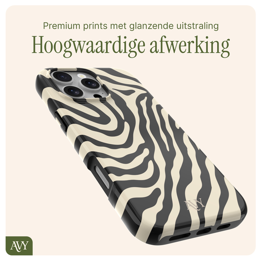 AVY Apple iPhone 12 / 12 Pro MagSafe Hoesje met Koord 30CM Zebra Hearts afbeelding 9