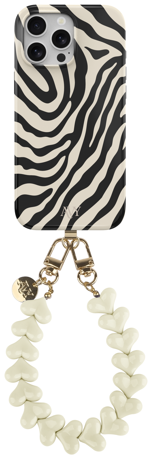 AVY Apple iPhone 12 / 12 Pro MagSafe Hoesje met Koord 30CM Safari Hearts afbeelding 1