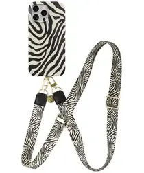 AVY Apple iPhone 12 / 12 Pro MagSafe Hoesje met Koord 130CM Serengeti Zebra afbeelding