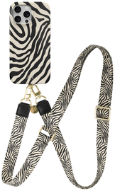 AVY Apple iPhone 12 / 12 Pro MagSafe Hoesje met Koord 130CM Serengeti Zebra