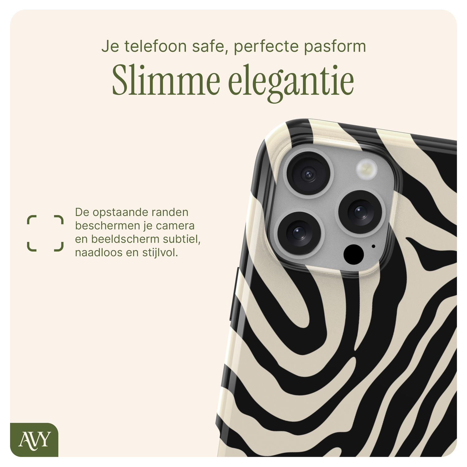 AVY Apple iPhone 12 / 12 Pro MagSafe Hoesje met Koord 32CM Serengeti Zebra afbeelding 6