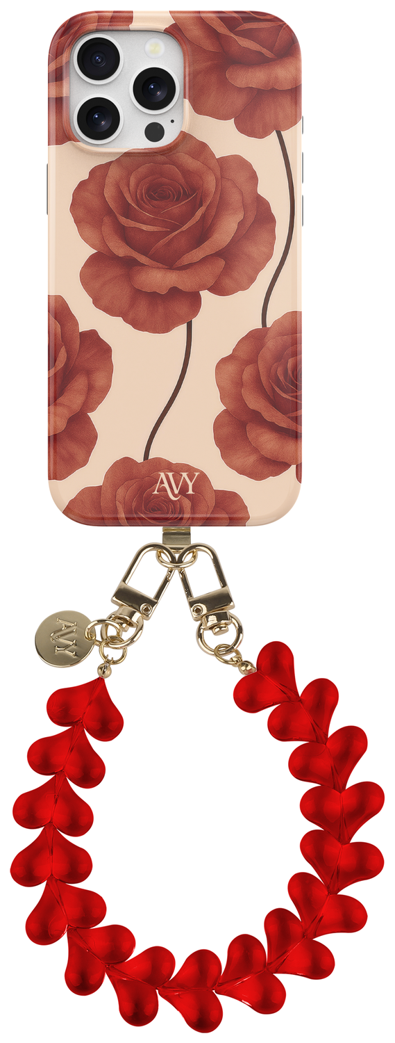 AVY Apple iPhone 12 / 12 Pro MagSafe Hoesje met Koord 30CM Hearts & Roses afbeelding 1
