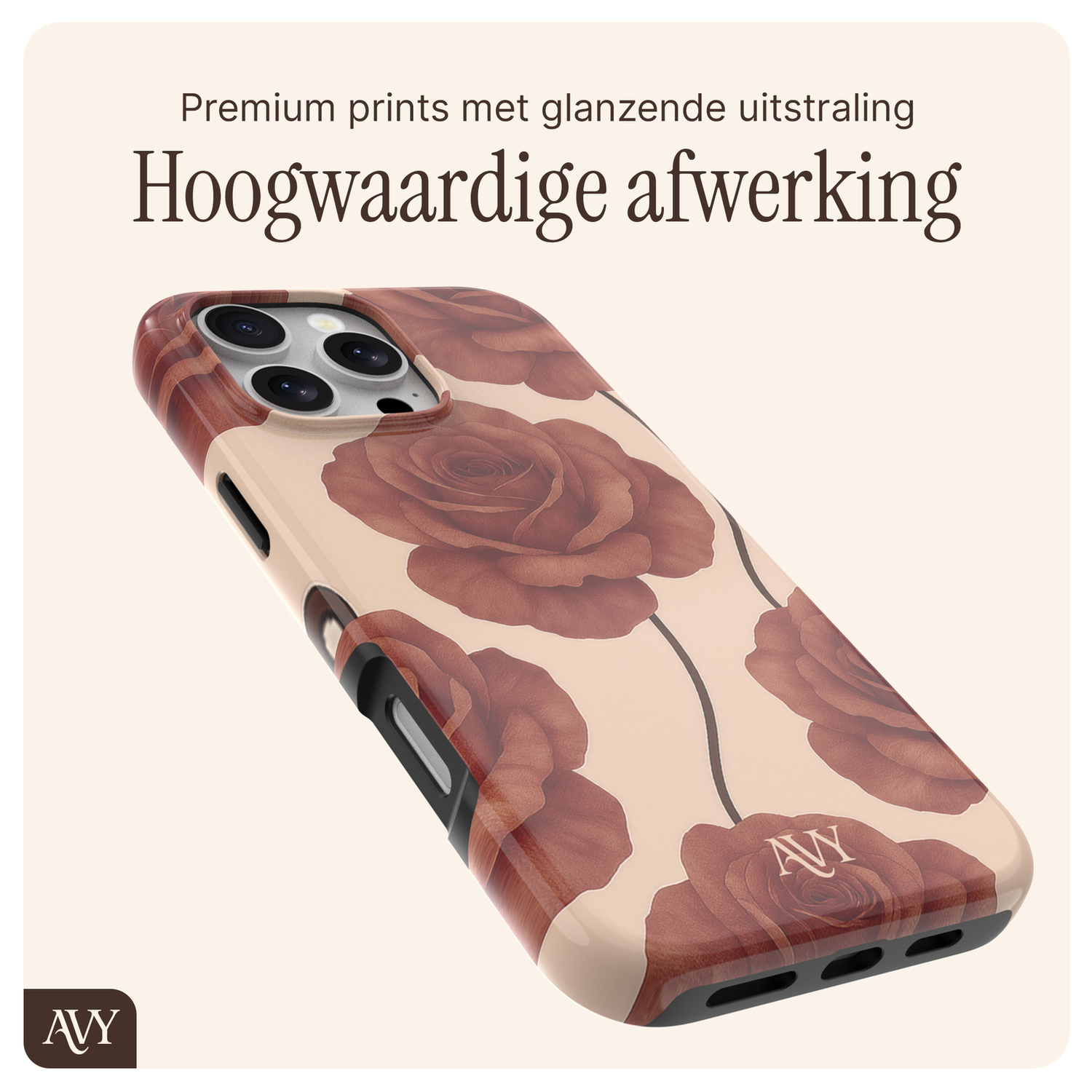 AVY Apple iPhone 12 / 12 Pro MagSafe Hoesje met Koord 30CM Hearts & Roses afbeelding 6