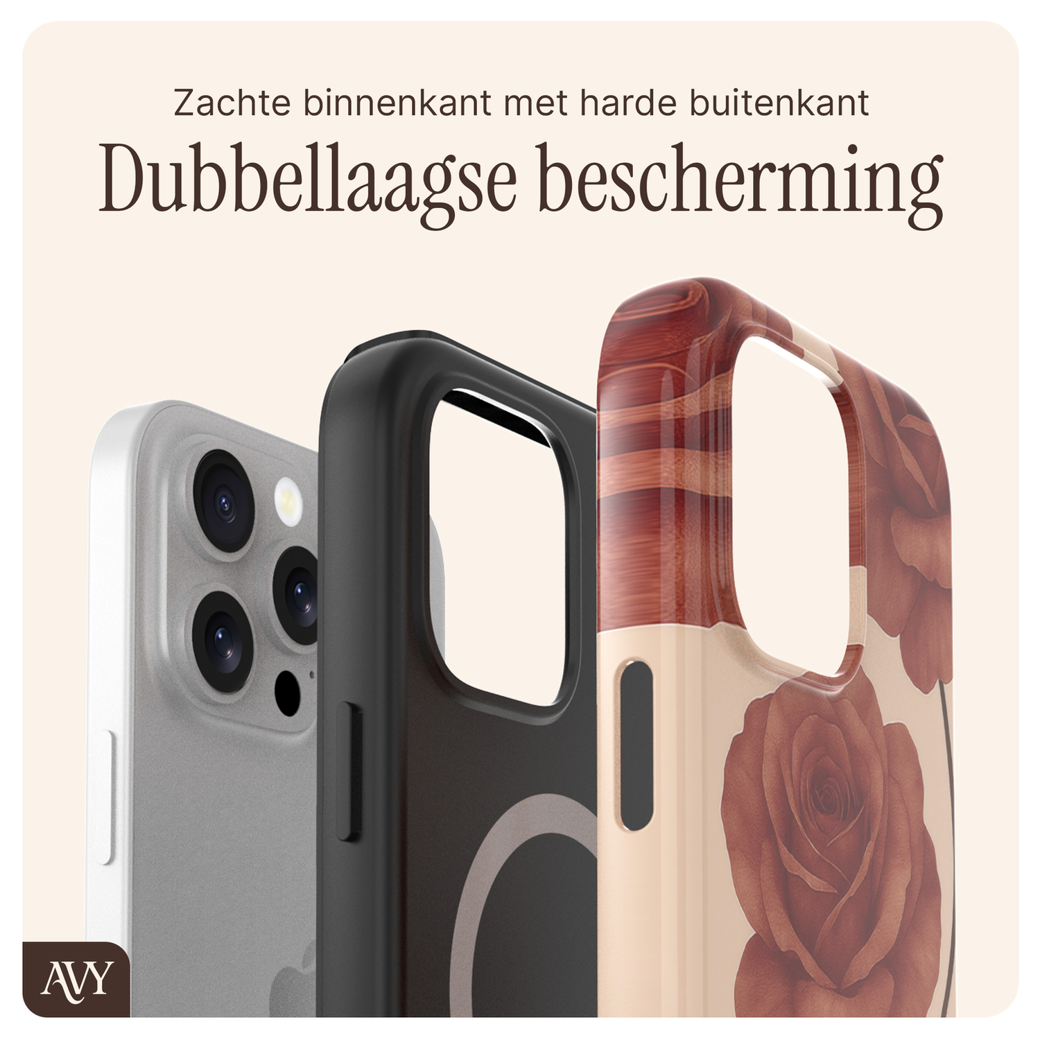 AVY Apple iPhone 12 / 12 Pro MagSafe Hoesje met Koord 30CM Hearts & Roses afbeelding 8