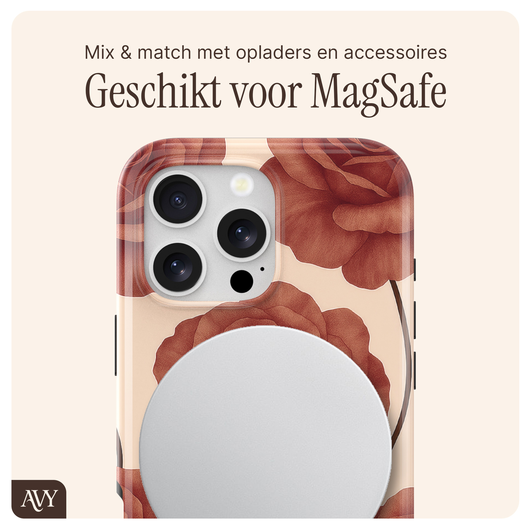 AVY Apple iPhone 12 / 12 Pro MagSafe Hoesje met Koord 30CM Hearts & Roses afbeelding 7