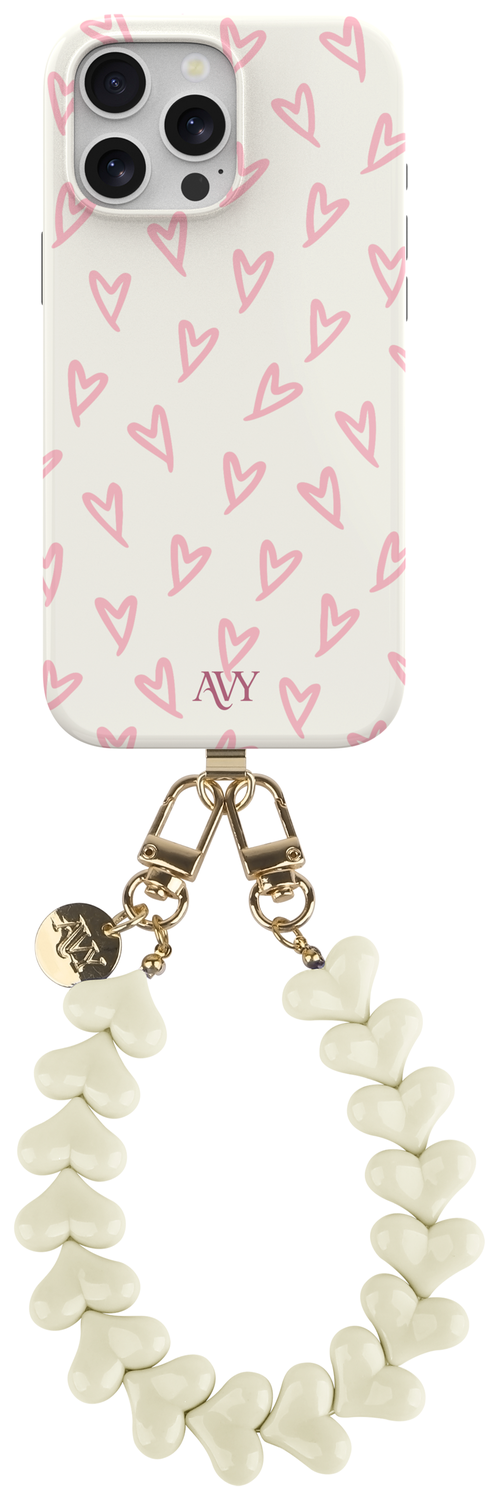 AVY Apple iPhone 12 / 12 Pro MagSafe Hoesje met Koord 30CM Lovely Hearts afbeelding 1
