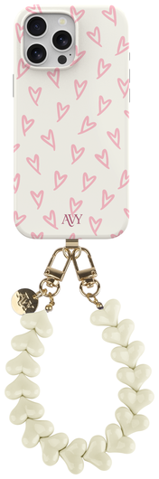 AVY Apple iPhone 12 / 12 Pro MagSafe Hoesje met Koord 30CM Lovely Hearts afbeelding 1