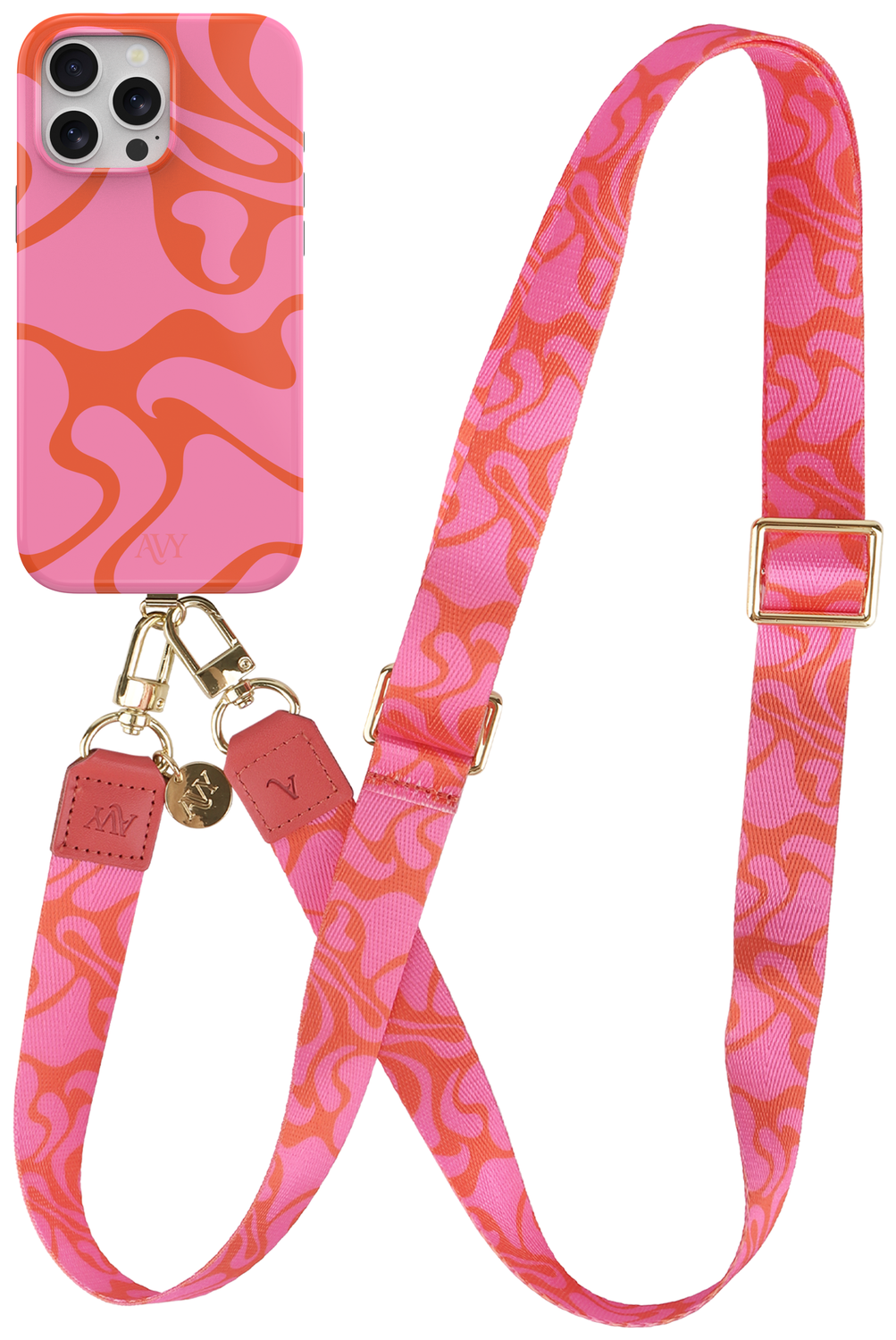 AVY Apple iPhone 12 / 12 Pro MagSafe Hoesje met Koord 130CM Rosé Twist afbeelding 1